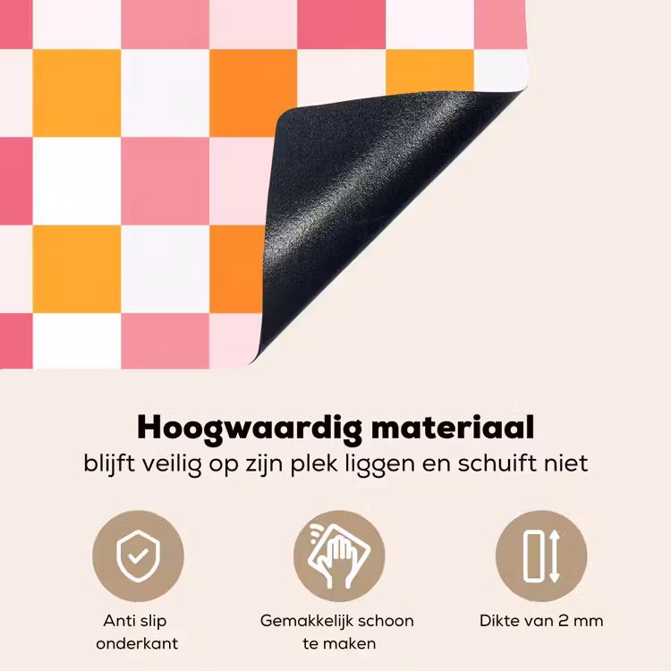 Patroon - Vierkant - Roze Inductie beschemer met haakjes klein 777 -ky-onderkant-nl