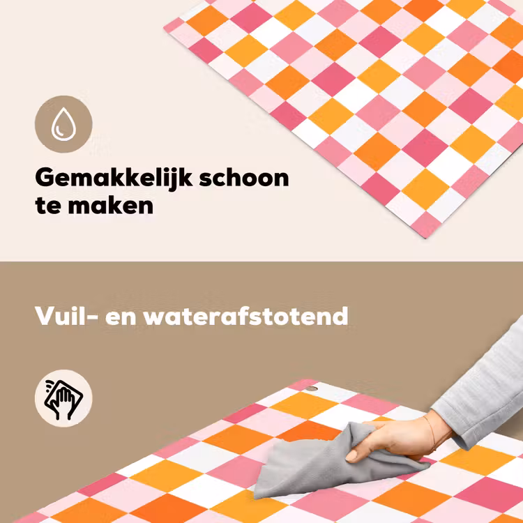 Patroon - Vierkant - Roze Inductie beschemer met haakjes klein 777 -ky-schoon-nl