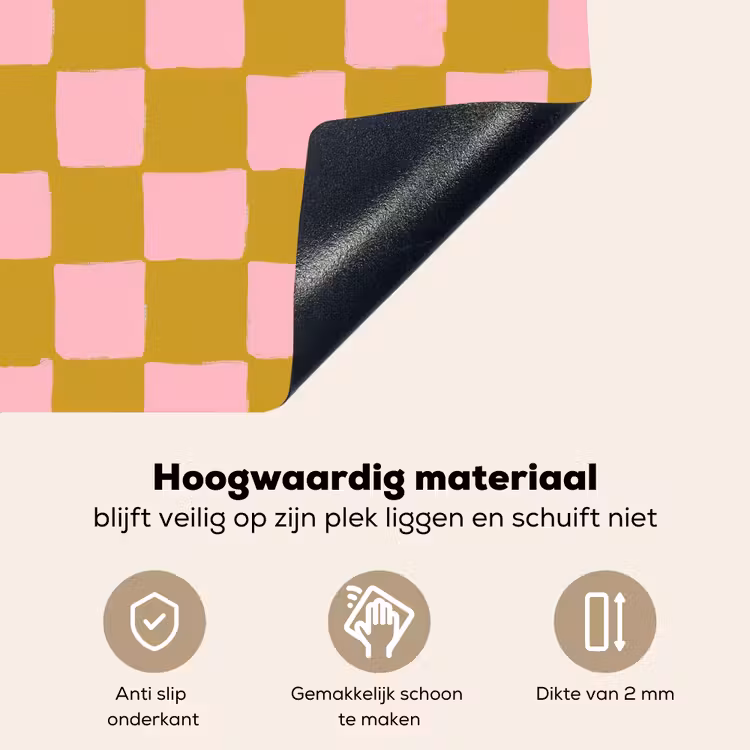 Patroon - Vierkant - Roze Inductie beschemer met haakjes klein 777 -ky-onderkant-nl