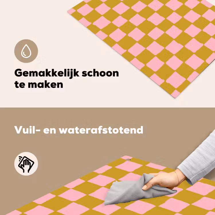 Patroon - Vierkant - Roze Inductie beschemer met haakjes klein 777 -ky-schoon-nl