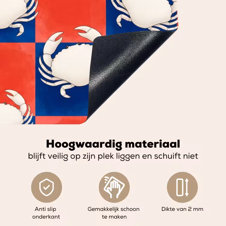 Patroon - Zeeleven - Rood - Blauw - Abstract Inductie beschemer met haakjes klein -ky-onderkant-nl