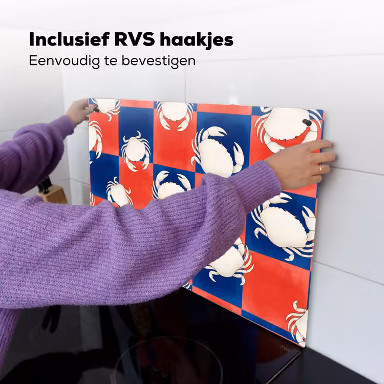 Patroon - Zeeleven - Rood - Blauw - Abstract Inductie beschemer met haakjes klein -ky-ophangen-nl