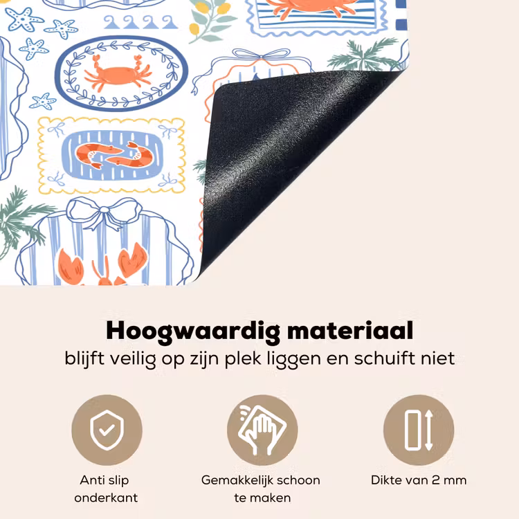 Zee - Sfeer - Krab - Blauw Inductie beschemer met haakjes klein 777 -ky-onderkant-nl