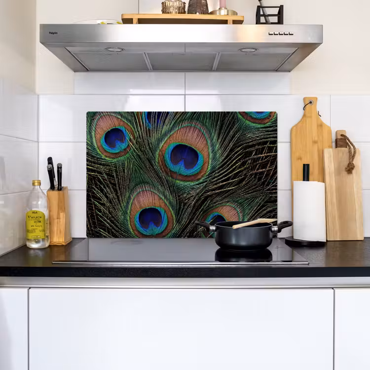 Pauwenveren - Klassiek - Groen Inductie beschemer met haakjes klein -sfeer2