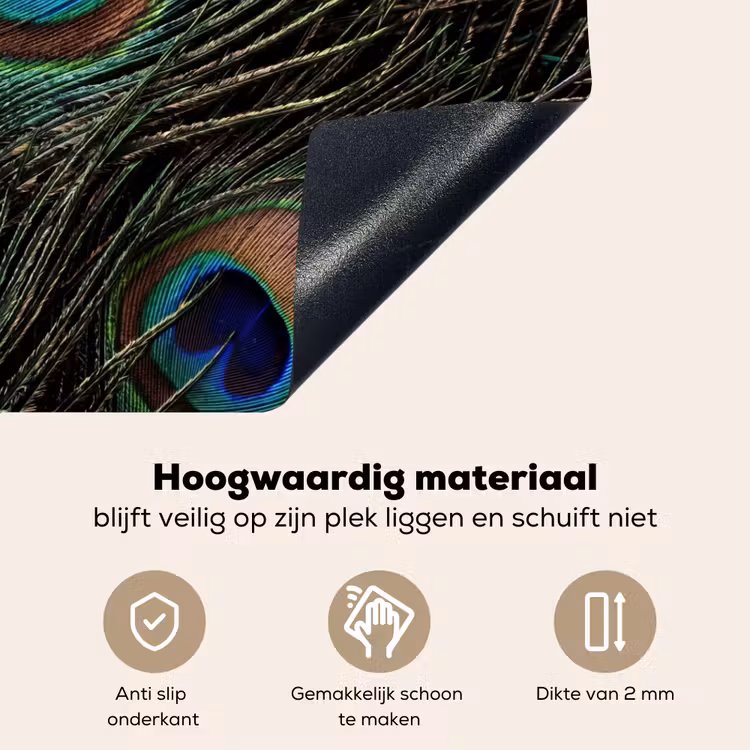 Pauwenveren - Klassiek - Groen Inductie beschemer met haakjes klein -ky-onderkant-nl