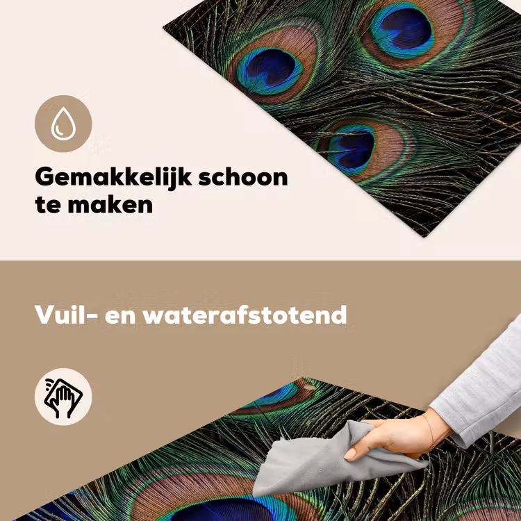 Pauwenveren - Klassiek - Groen Inductie beschemer met haakjes klein -ky-schoon-nl