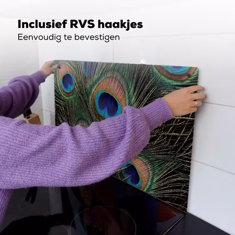 Pauwenveren - Klassiek - Groen Inductie beschemer met haakjes klein -ky-ophangen-nl