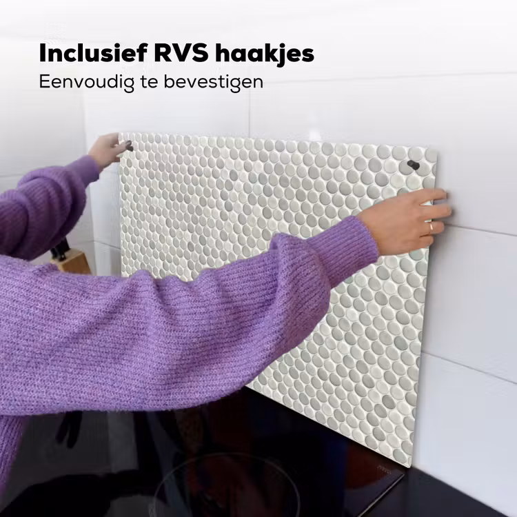 Penny - Mozaïek - Lichtgrijs Inductie beschemer met haakjes klein 777 -ky-ophangen-nl