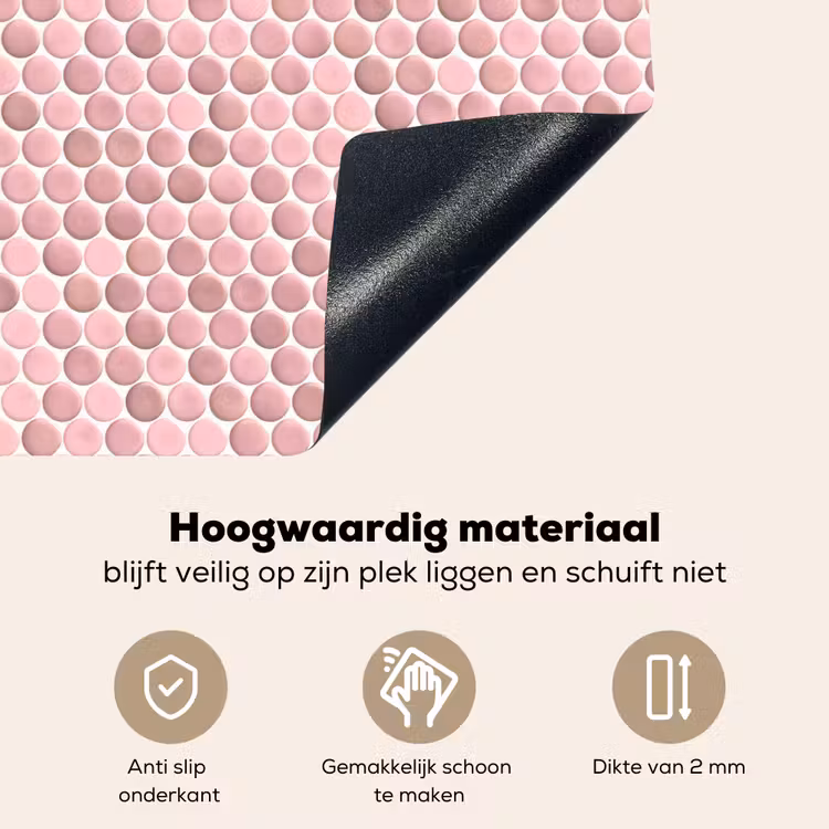 Penny - Mozaïek - Lichtroze Inductie beschemer met haakjes klein 777 -ky-onderkant-nl