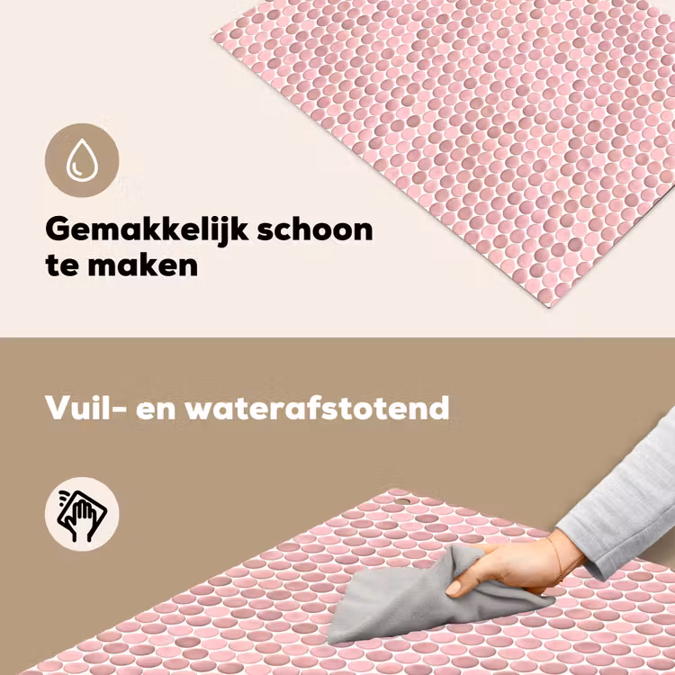 Penny - Mozaïek - Lichtroze Inductie beschemer met haakjes klein 777 -ky-schoon-nl