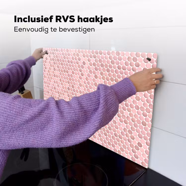 Penny - Mozaïek - Lichtroze Inductie beschemer met haakjes klein 777 -ky-ophangen-nl