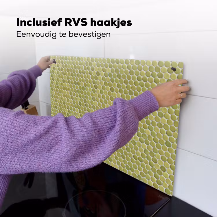 Penny - Mozaïek - Olijfgroen Inductie beschemer met haakjes klein 777 -ky-ophangen-nl
