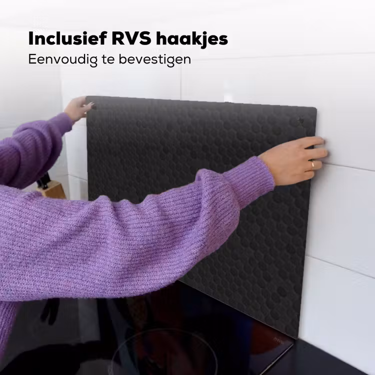 Penny - Tegel - Mat - Zwart Inductie beschemer met haakjes klein 777 -ky-ophangen-nl