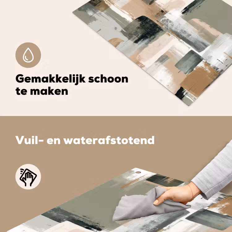Penseelstreken - Abstract - Aardetinten Inductie beschemer met haakjes klein -ky-schoon-nl