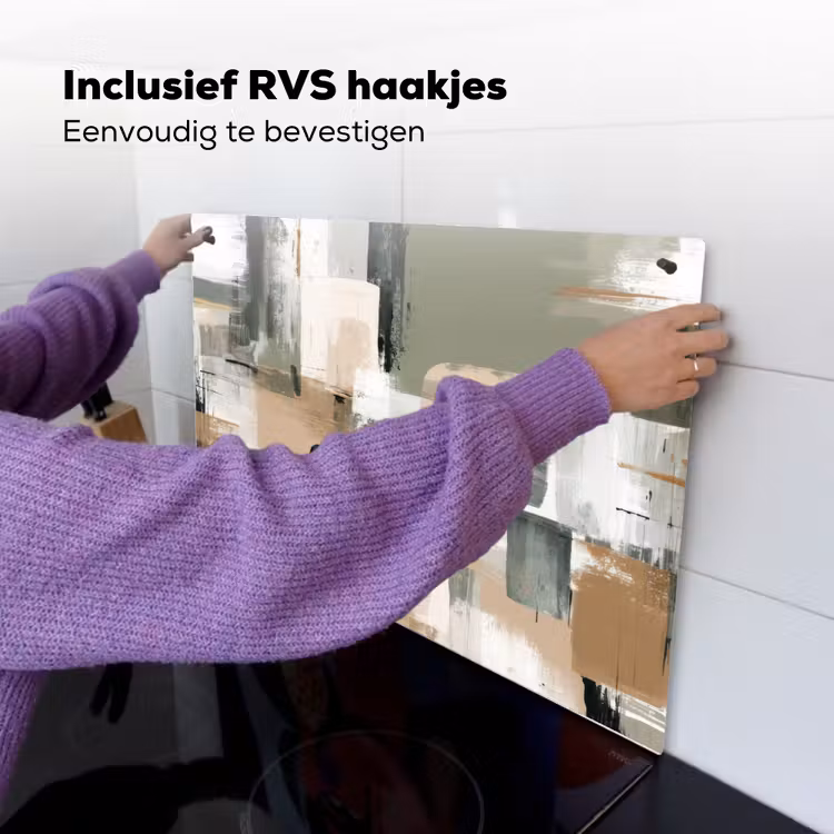 Penseelstreken - Abstract - Aardetinten Inductie beschemer met haakjes klein -ky-ophangen-nl