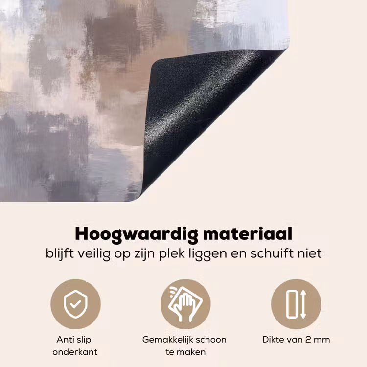 Penseelstreken - Schilderij - Beige Inductie beschemer met haakjes klein -ky-onderkant-nl
