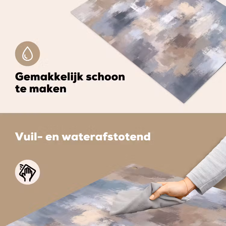 Penseelstreken - Schilderij - Beige Inductie beschemer met haakjes klein -ky-schoon-nl