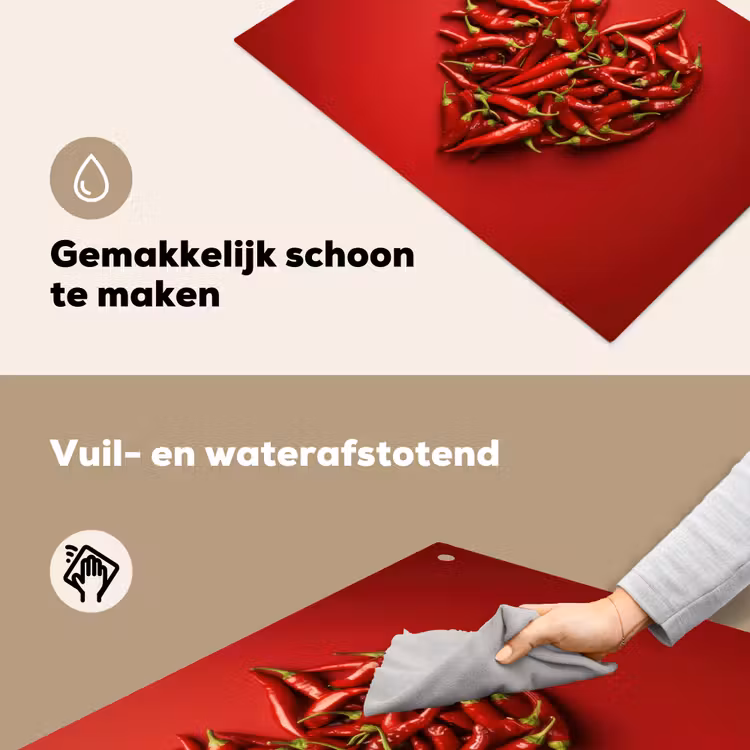 Pepers - Rood - Hart Inductie beschemer met haakjes klein -ky-schoon-nl