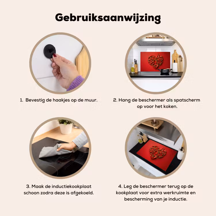 Pepers - Rood - Hart Inductie beschemer met haakjes klein -ky-gebruik-nl