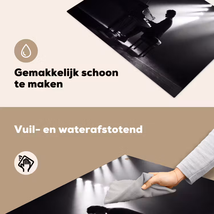 Persoon - Piano - Muziek - Zwart-wit - Podium Inductie beschemer met haakjes klein -ky-schoon-nl
