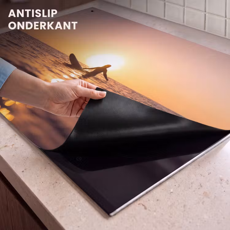 Persoon - Surfen - Zonsondergang - Zee - Oranje Inductie beschemer met haakjes klein -ky-onderkant-nl