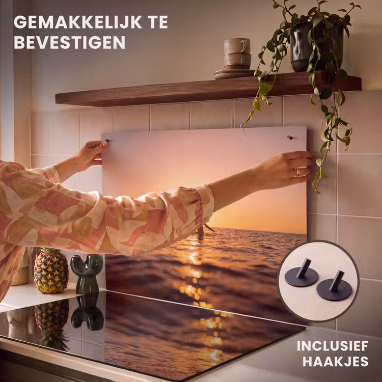 Persoon - Surfen - Zonsondergang - Zee - Oranje Inductie beschemer met haakjes klein -ky-ophangen-nl