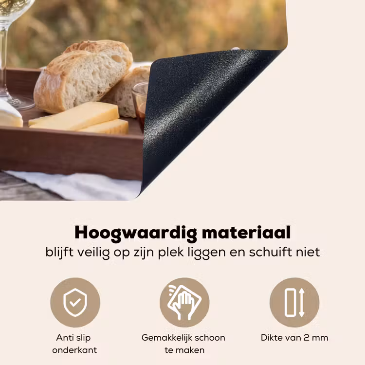 Picknick - Wijn - Kaasplankje Inductie beschemer met haakjes klein -ky-onderkant-nl