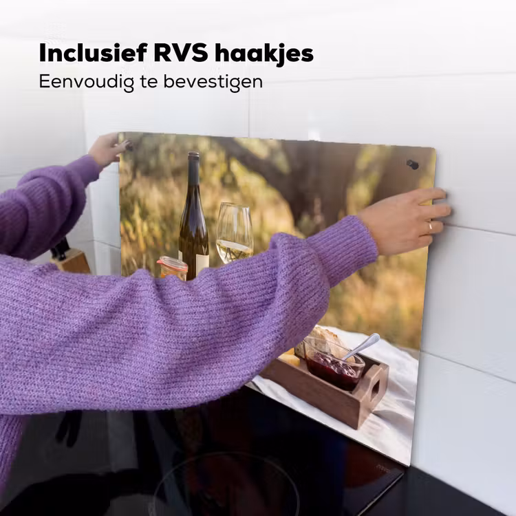 Picknick - Wijn - Kaasplankje Inductie beschemer met haakjes klein -ky-ophangen-nl