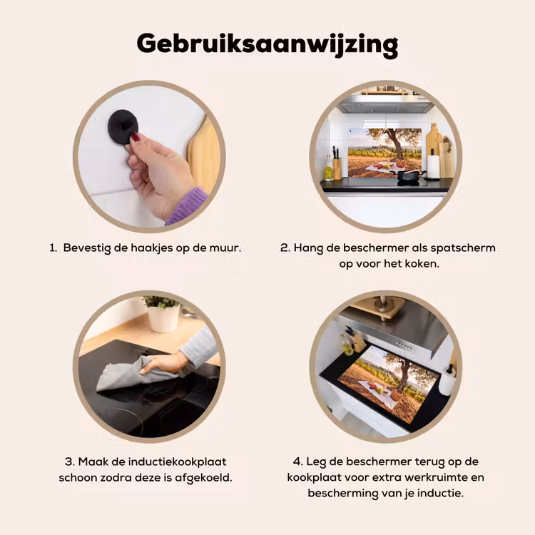Picknick - Wijngaard - Landschap - Zomer - Eten Inductie beschemer met haakjes klein -ky-gebruik-nl