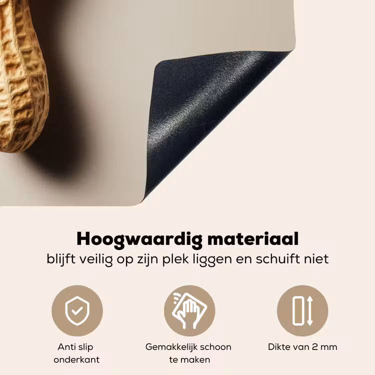 Pinda - Ruw - Beige Inductie beschemer met haakjes klein -ky-onderkant-nl