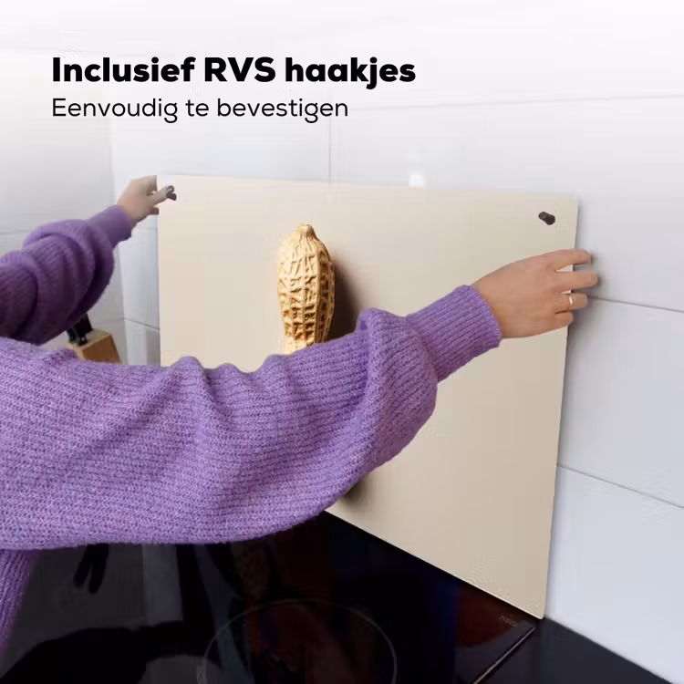 Pinda - Ruw - Beige Inductie beschemer met haakjes klein -ky-ophangen-nl
