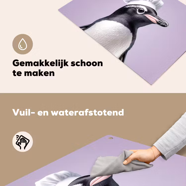 Pinguïn - Koksmuts - Lief - Paars Inductie beschemer met haakjes klein -ky-schoon-nl