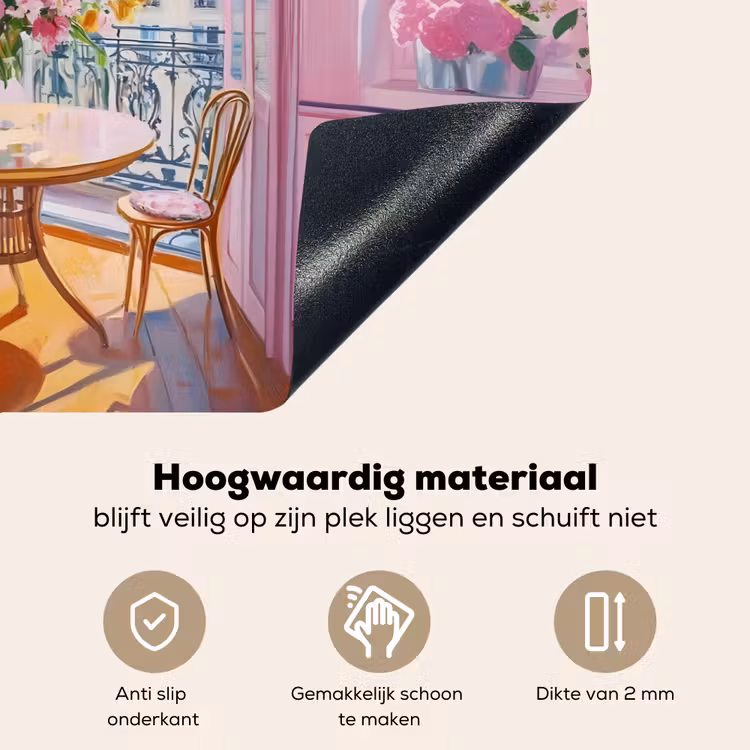 Pink - City - Bloemen Inductie beschemer met haakjes klein -ky-onderkant-nl