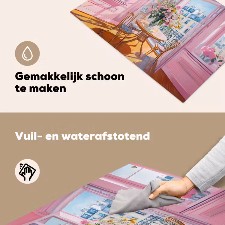 Pink - City - Bloemen Inductie beschemer met haakjes klein -ky-schoon-nl