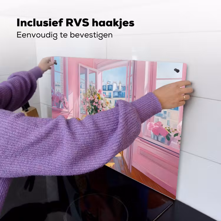 Pink - City - Bloemen Inductie beschemer met haakjes klein -ky-ophangen-nl