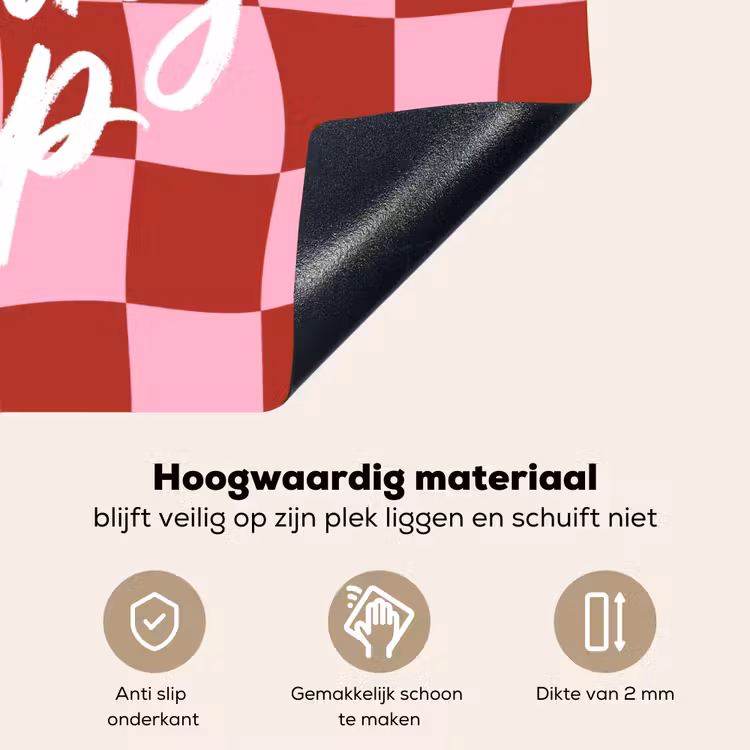 Pinky up - Geblokt - Bordeauxrood Inductie beschemer met haakjes klein -ky-onderkant-nl
