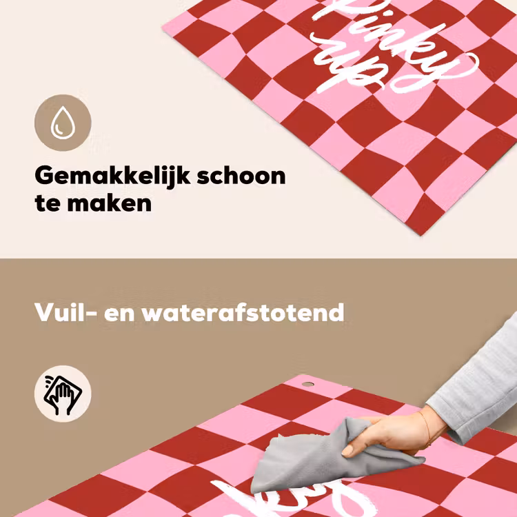 Pinky up - Geblokt - Bordeauxrood Inductie beschemer met haakjes klein -ky-schoon-nl