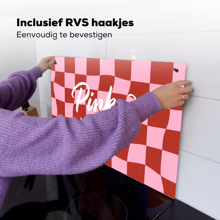 Pinky up - Geblokt - Bordeauxrood Inductie beschemer met haakjes klein -ky-ophangen-nl