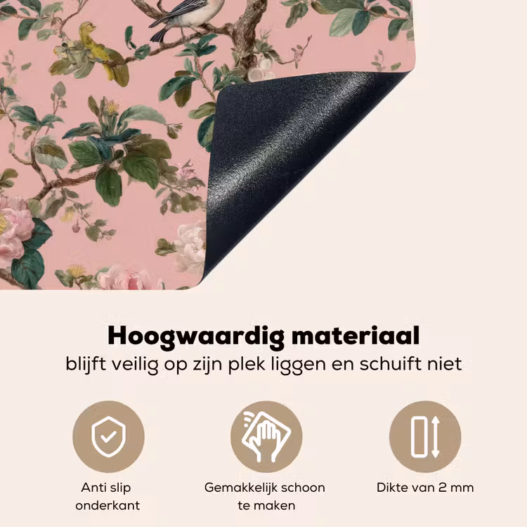Pioenrozen - Botanisch - Vogel Inductie beschemer met haakjes klein 777 -ky-onderkant-nl