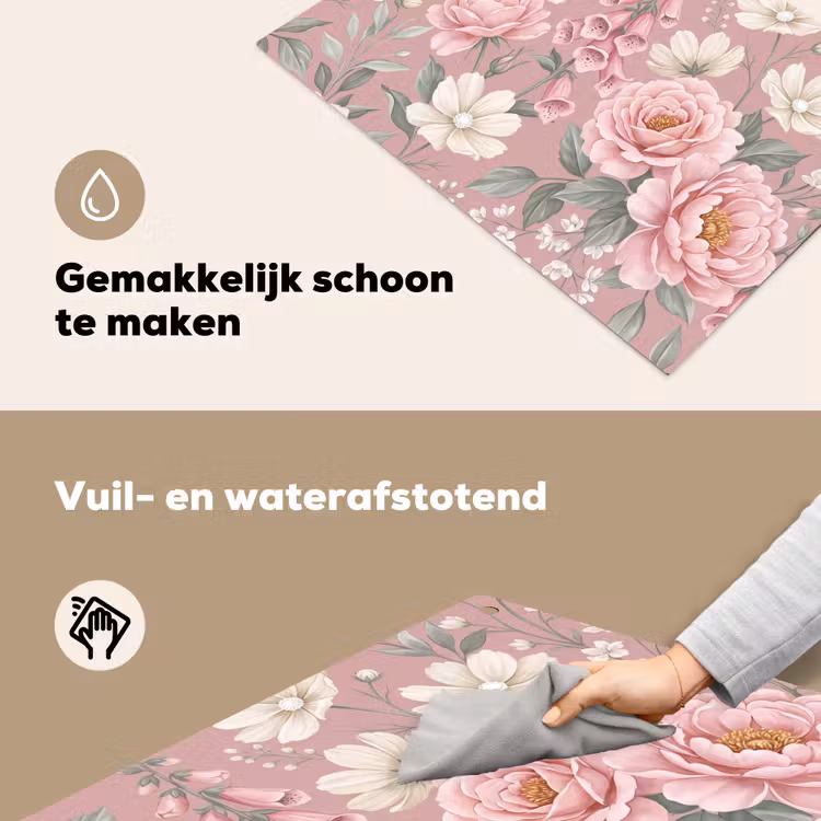 Pioenrozen - Vingerhoedskruid - Pink Inductie beschemer met haakjes klein -ky-schoon-nl