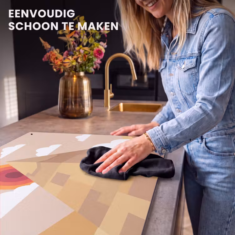 Piramide - Zon - Woestijn - Modern - Oranje Inductie beschemer met haakjes klein -ky-schoon-nl