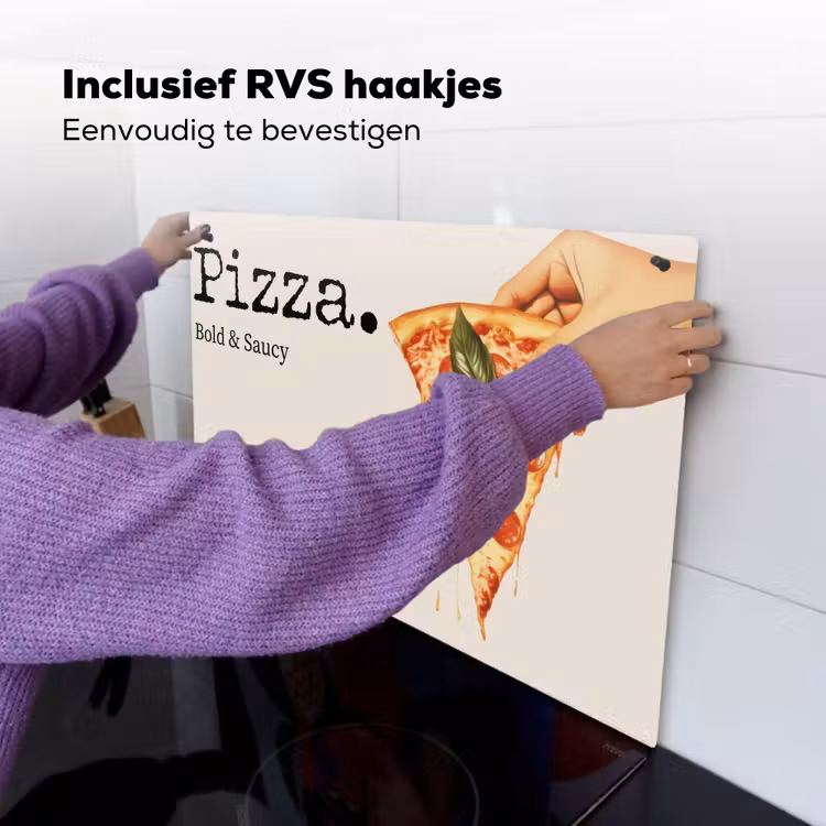 Pizza - Kaas - Pepperoni Inductie beschemer met haakjes klein -ky-ophangen-nl