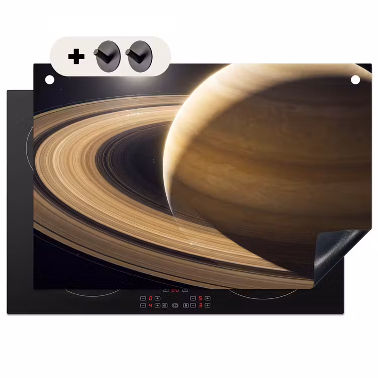 Inductiebeschermer & spatscherm (2in1) - Planeet - Ringen - Ruimte - Planeet - Ringen - Ruimte Inductie beschemer met haakjes klein