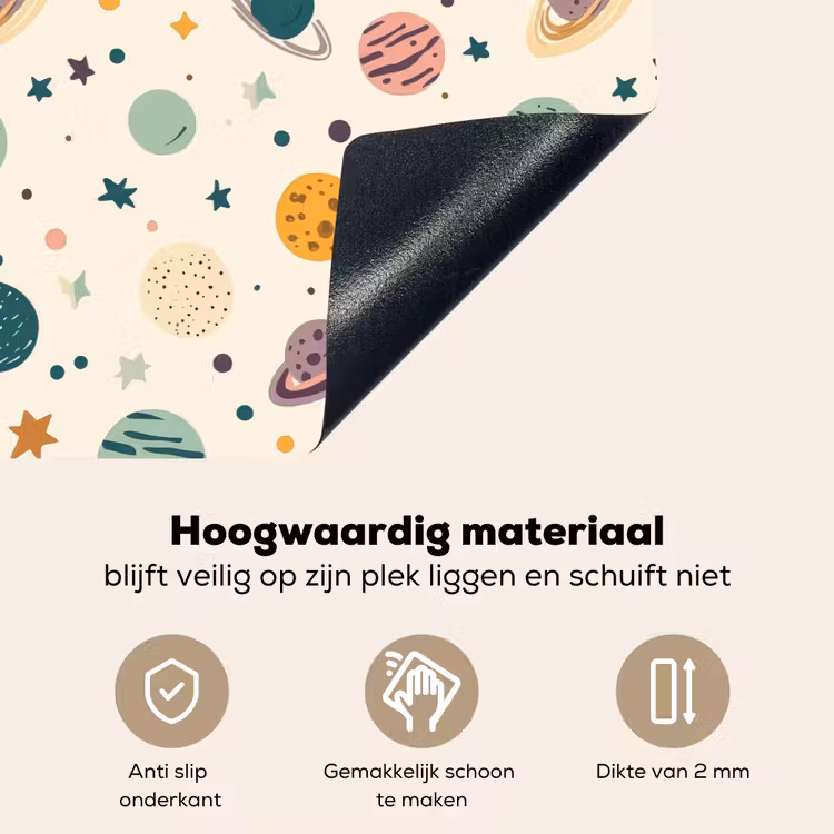 Planeten - Retro - Kleurrijk Inductie beschemer met haakjes klein 777 -ky-onderkant-nl