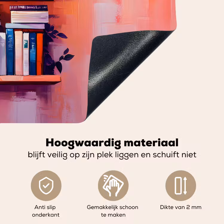 Planken - Boeken - Bladeren Inductie beschemer met haakjes klein -ky-onderkant-nl