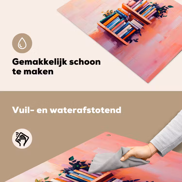Planken - Boeken - Bladeren Inductie beschemer met haakjes klein -ky-schoon-nl