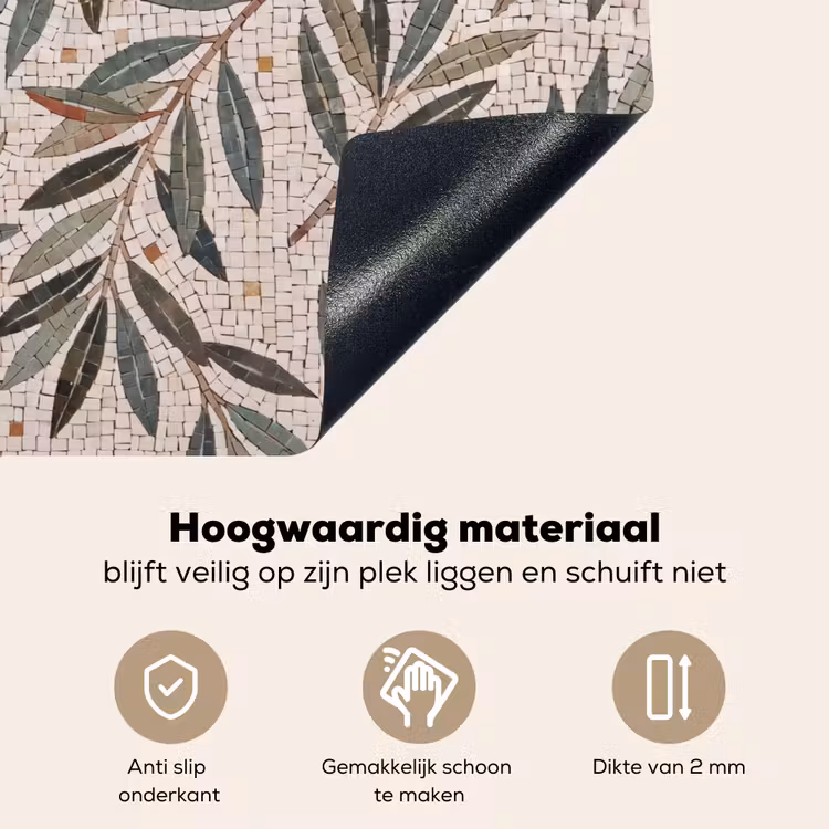 Plant - Blad - Mozaïek - Groen Inductie beschemer met haakjes klein -ky-onderkant-nl