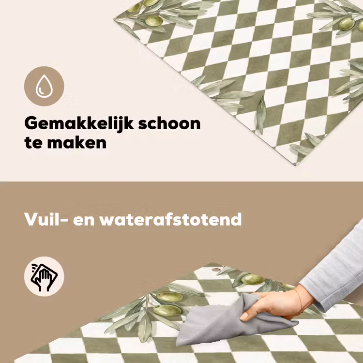 Plant - Olijftakken - Waterverf - Mediterraan - Groen Inductie beschemer met haakjes klein -ky-schoon-nl