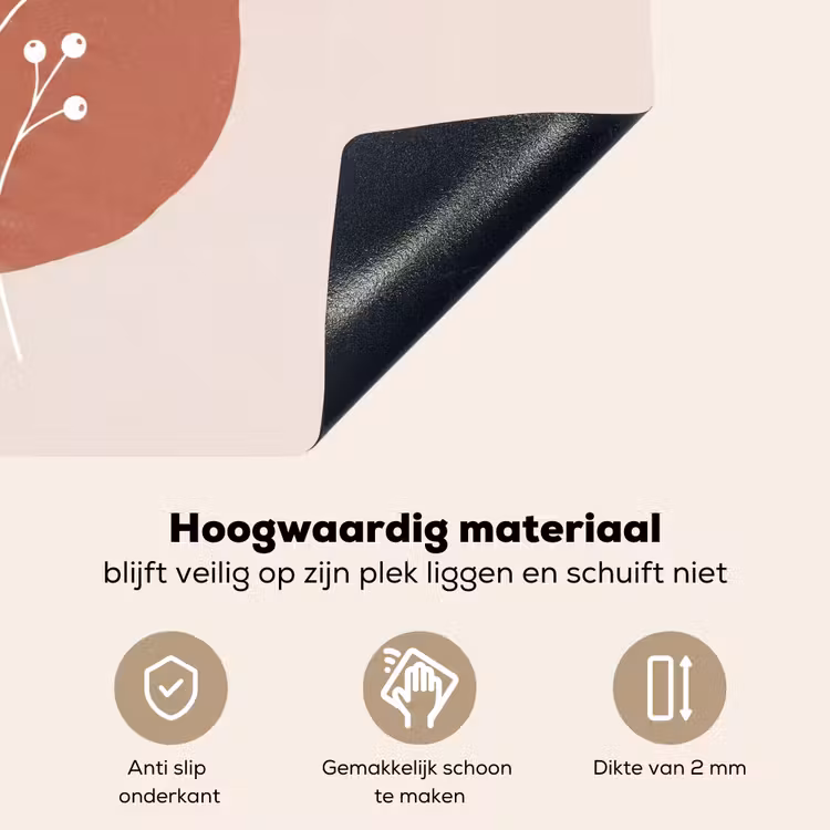 Plant - Tak - Abstract - Modern - Wit Inductie beschemer met haakjes klein -ky-onderkant-nl