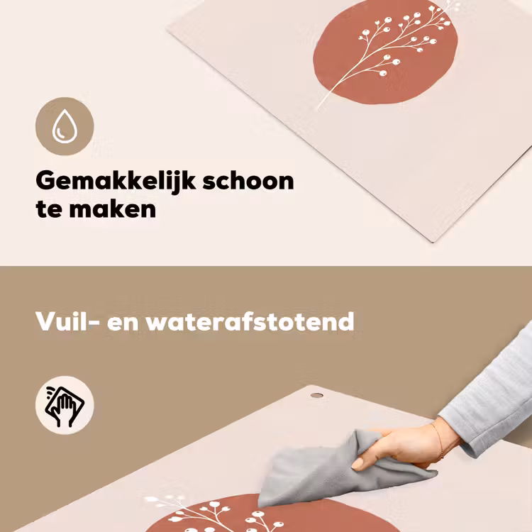 Plant - Tak - Abstract - Modern - Wit Inductie beschemer met haakjes klein -ky-schoon-nl